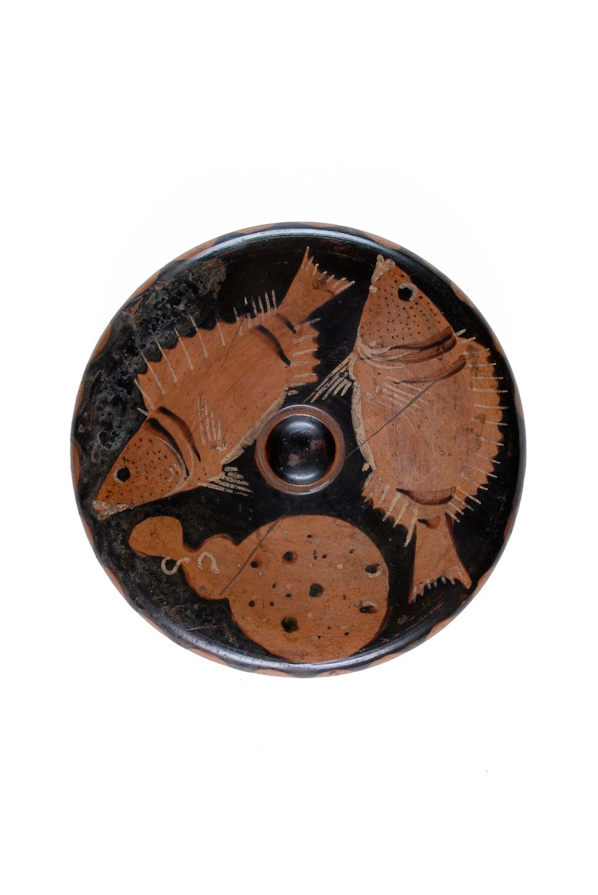 Rotfiguriger Teller mit Fischdekor (Terrakotta) von Roman