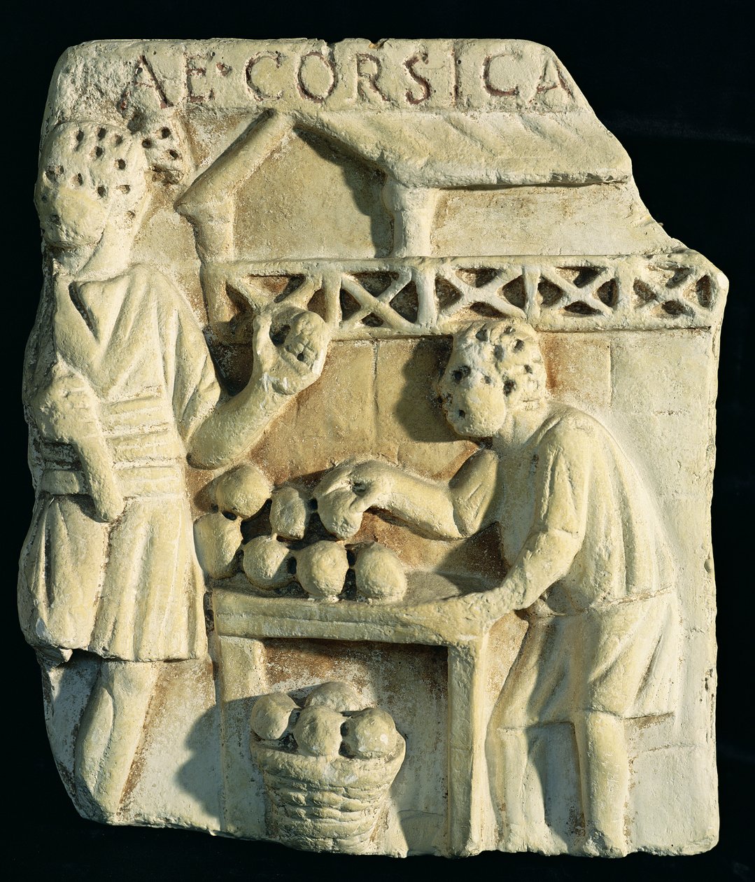 Relief, das einen Brothändler darstellt von Roman