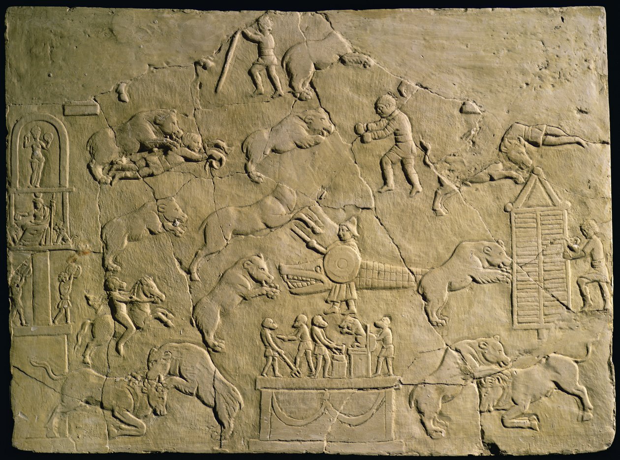 Relief, das Zirkusspiele darstellt von Roman
