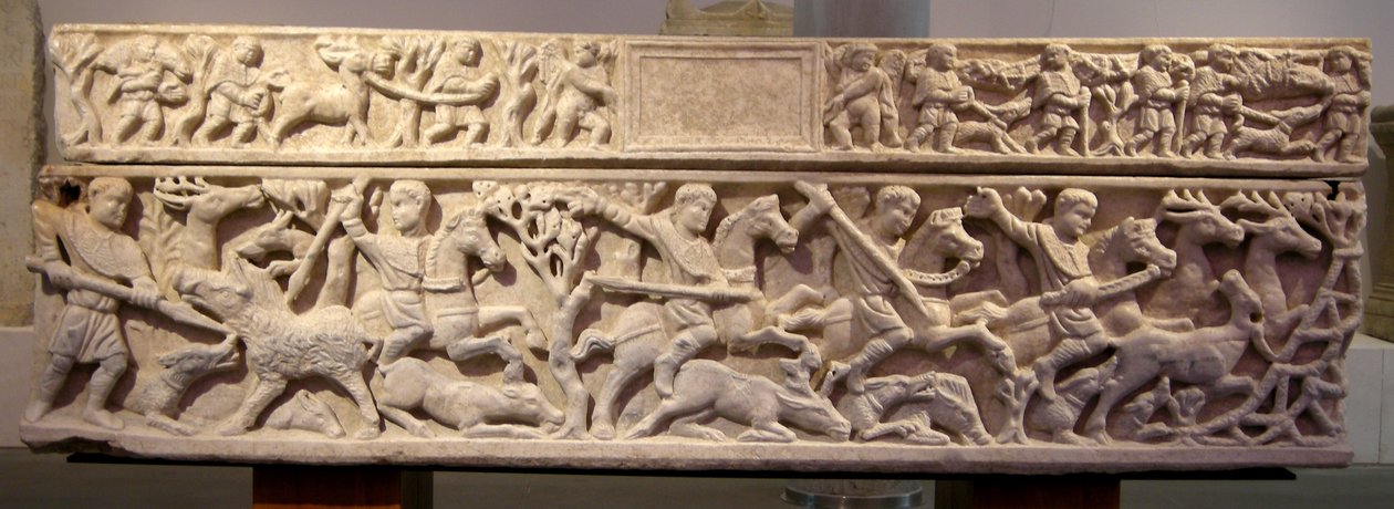 Sarkophag mit Jagdszene (Marmor) von Roman