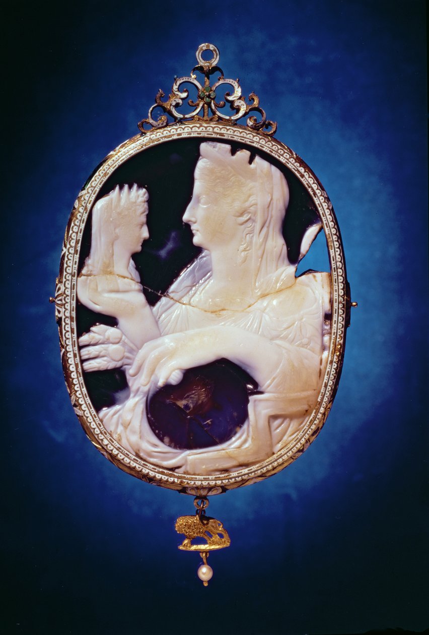 Sardonyx-Kamee mit dem Profil von Livia, der Frau von Kaiser Augustus und Tiberius, 1. Jahrhundert von Roman