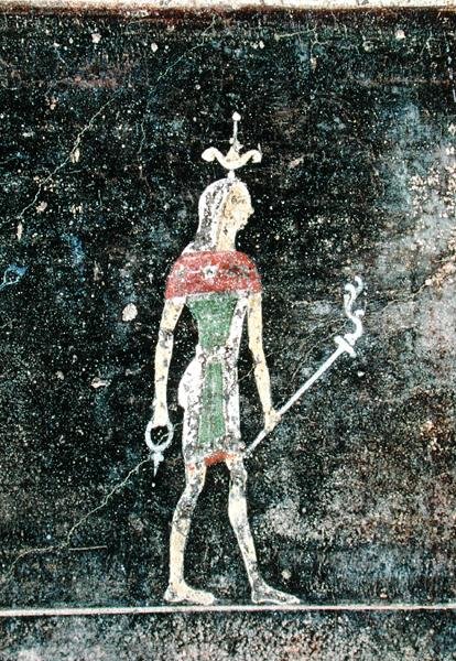 Stehender Gott, Detail aus einem Tablinium mit ägyptischen Malereien, ca. 27-14 v. Chr. von Roman