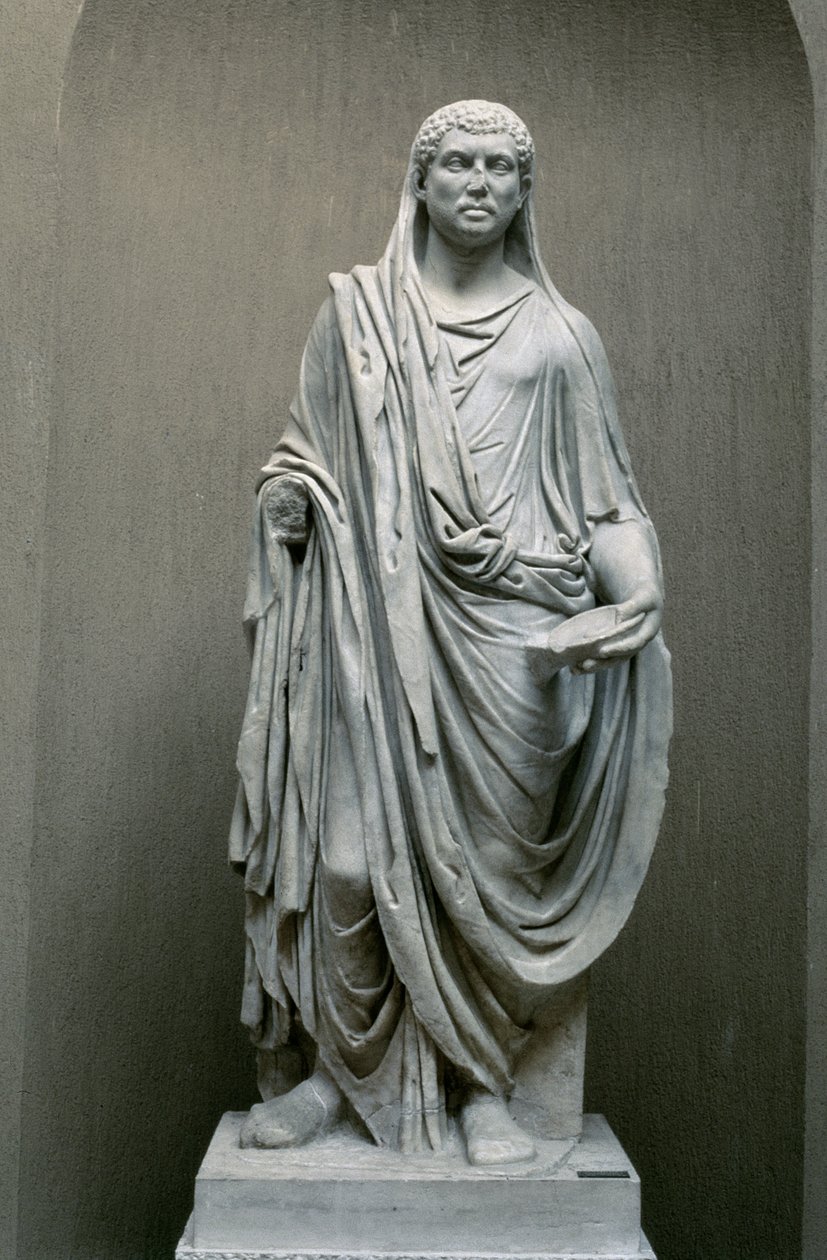 Statue des Kaisers Maxentius (306-312 n. Chr.) als Pontifex Maximus von Roman