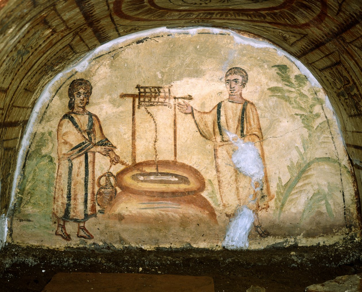 Die Samariterin am Brunnen, Katakomben der Via Latina, Rom von Roman