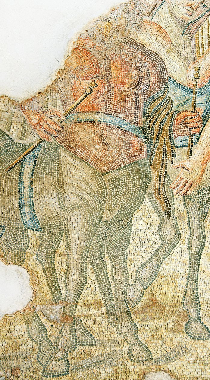 Der triumphale Zug des Dionysos, Detail von zwei Kentauren, Haus des Aion, Paphos, Zypern von Roman