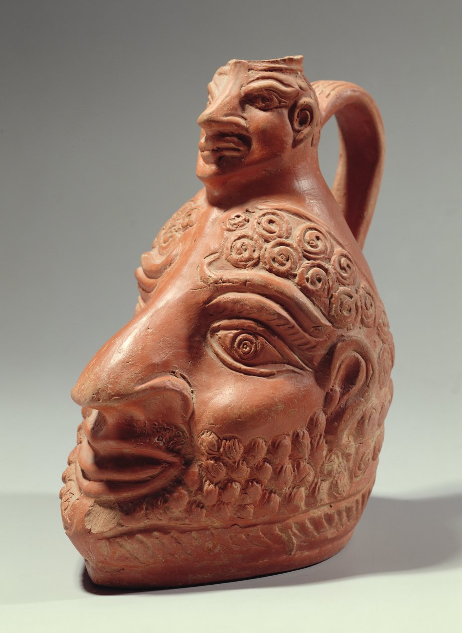 Vase in Form eines Doppelkopfes, ca. 400 n. Chr. (Keramik) von Roman
