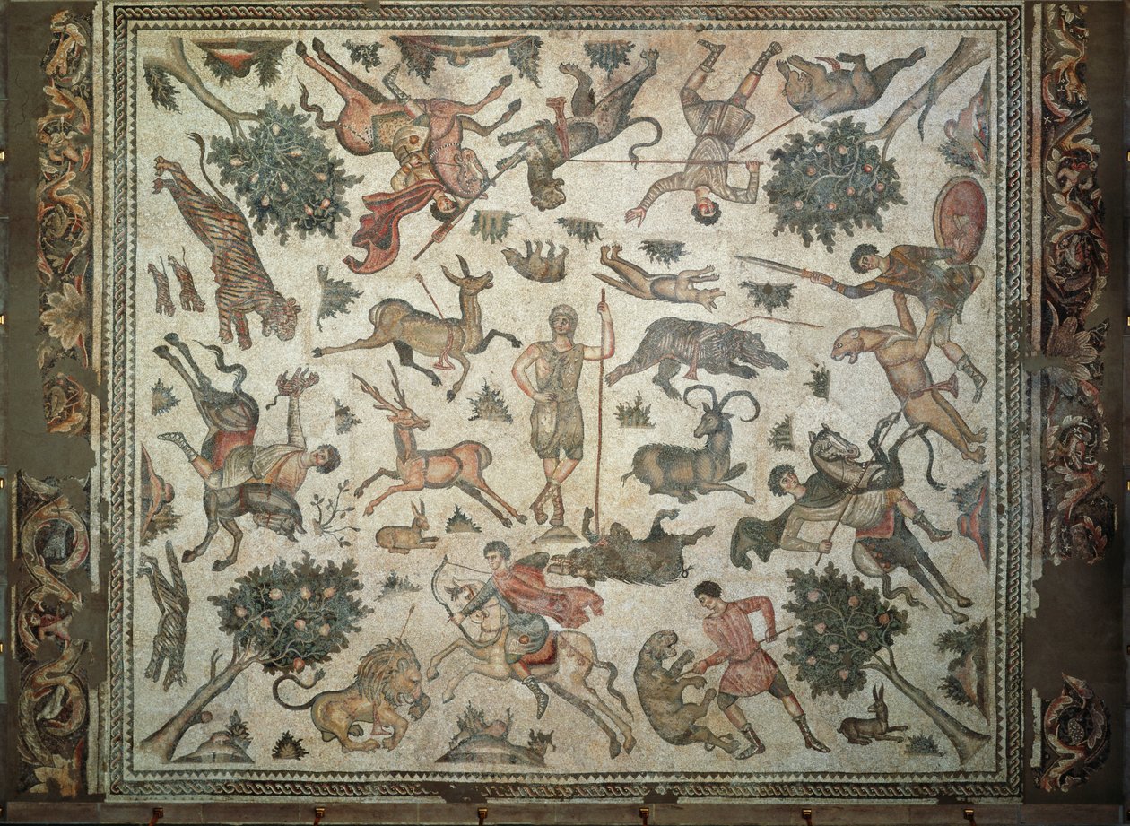 Worcester Hunt Bodenmosaik, aus Antiochia von Roman