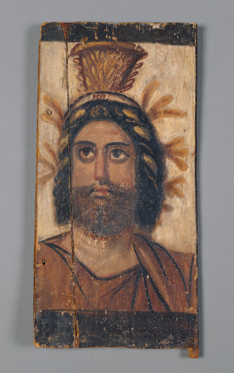 Tafel mit gemaltem Bild von Serapis mit einer goldenen Kalathos-Krone, 180-200 n. Chr. von Roman Period Egyptian