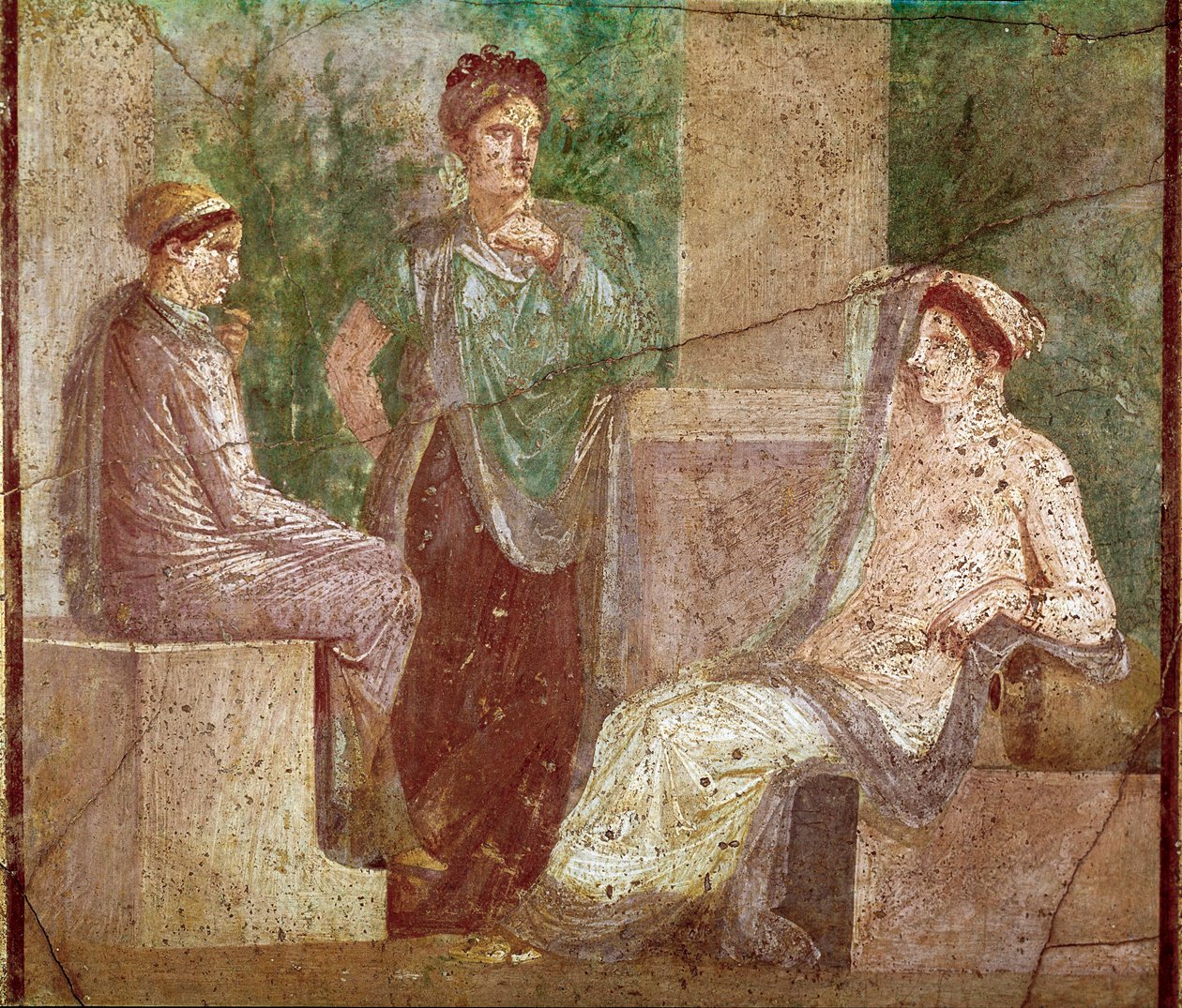 Gespräch von Frauen (Fresko) von Roman