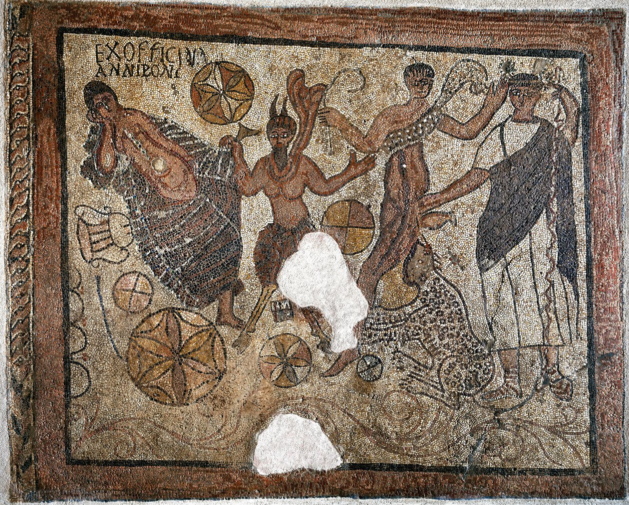 Dionysos und Ariadne - Mosaik, 4. Jahrhundert von Roman