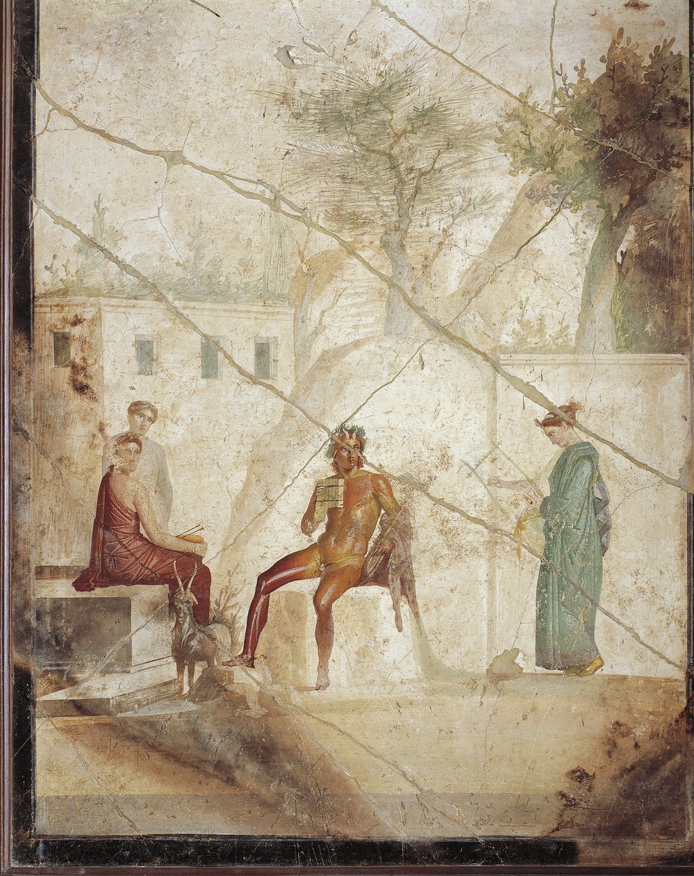 Fresko, das Pan und Nymphen darstellt, aus Pompeji, Italien von Roman