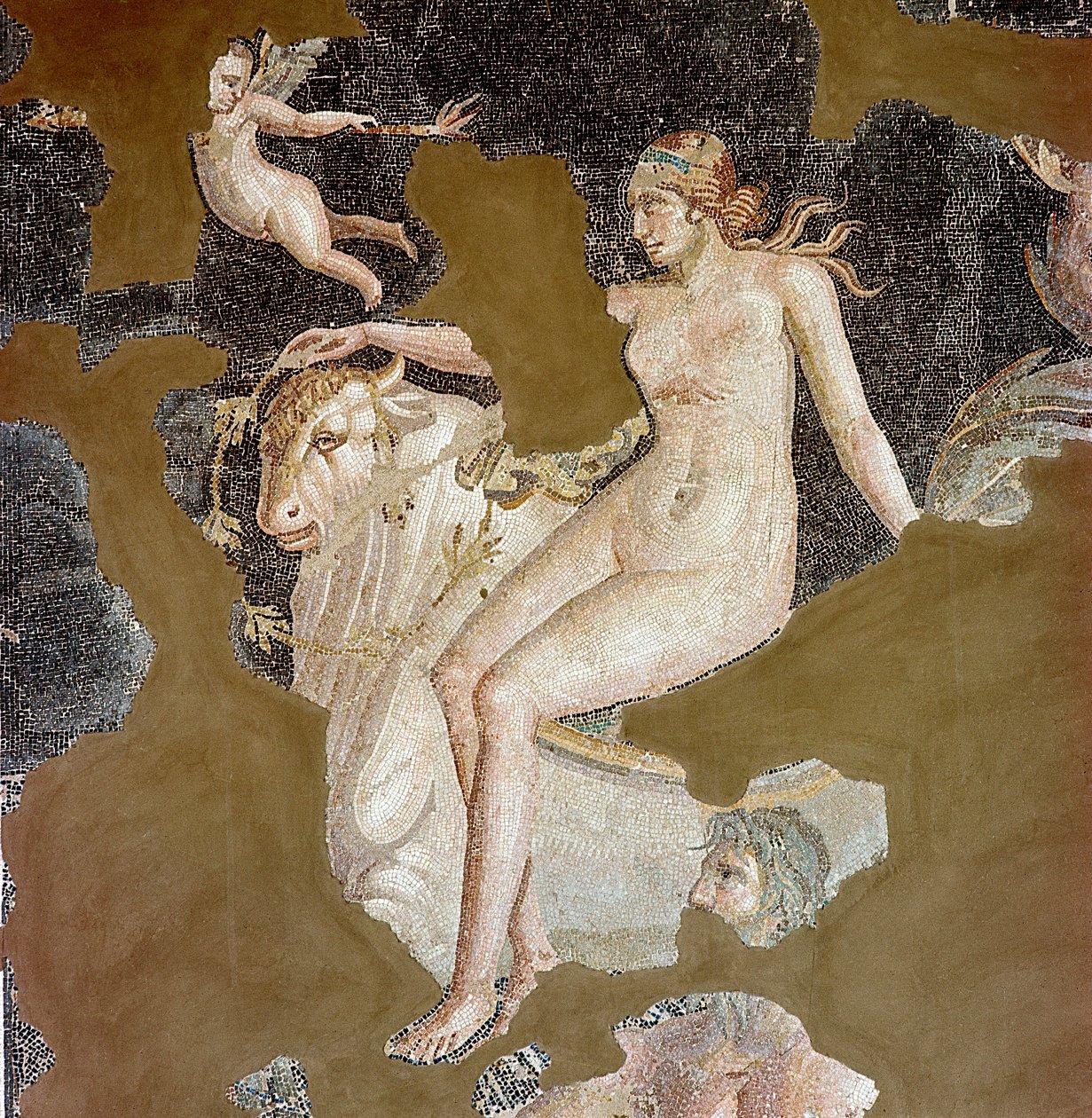 Nereide auf einem Seestier (Mosaik) von Roman