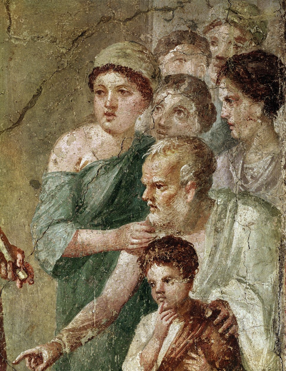 Pan als Musiker, unter den Nymphen (Fresko) von Roman