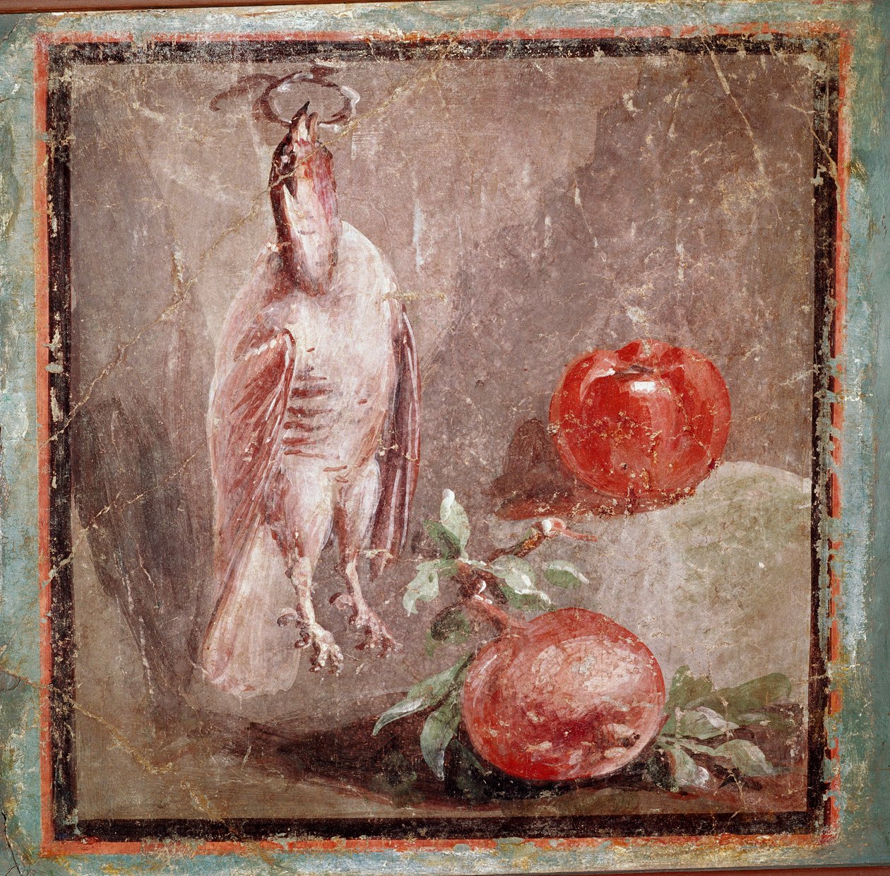 Rebhuhn und Granatäpfel (Fresko) von Roman