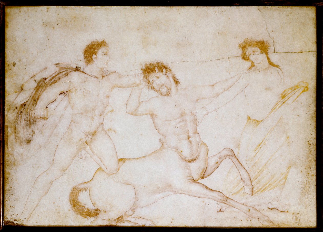 Theseus und der Zentaur (Zeichnung auf Marmor) von Roman
