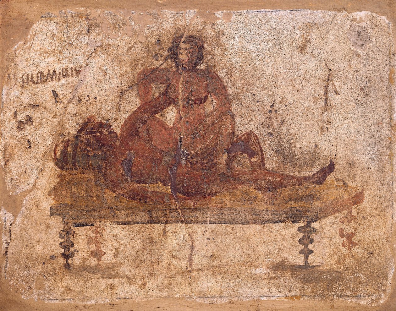 Fresko mit erotischem Motiv, aus Pompeji, Italien von Roman Roman