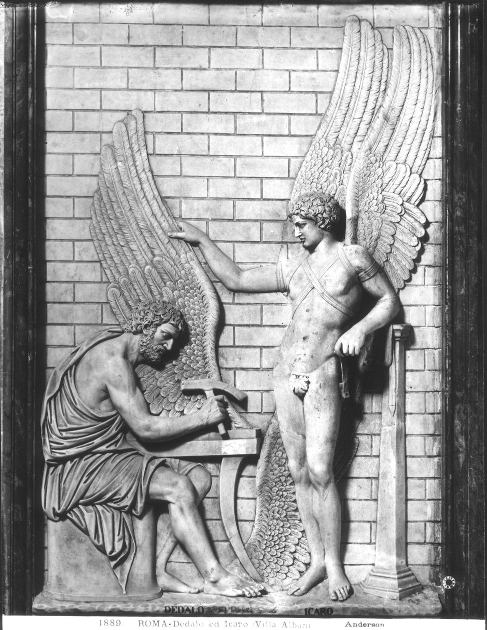 Relief, das Daedalus und Ikarus darstellt von Roman Roman