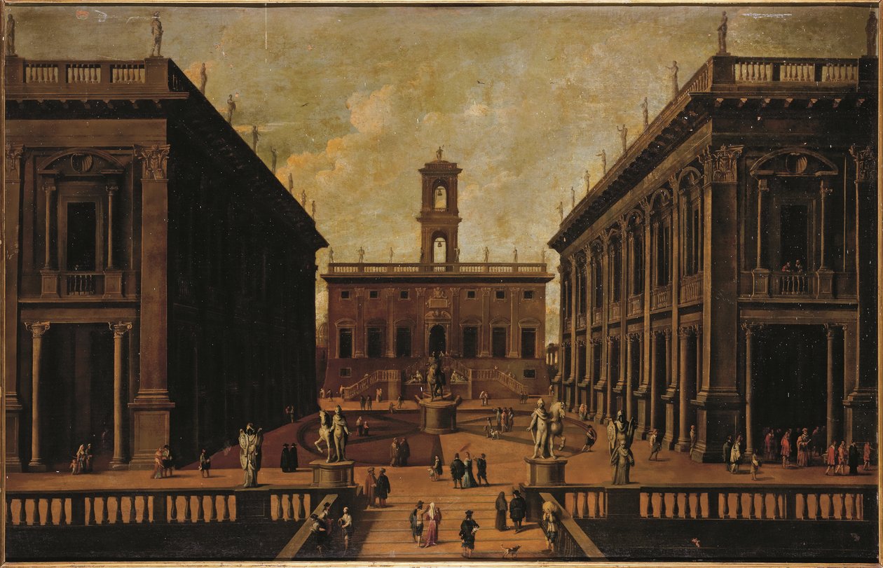 Ansicht der Piazza del Campidoglio, Rom von Roman School