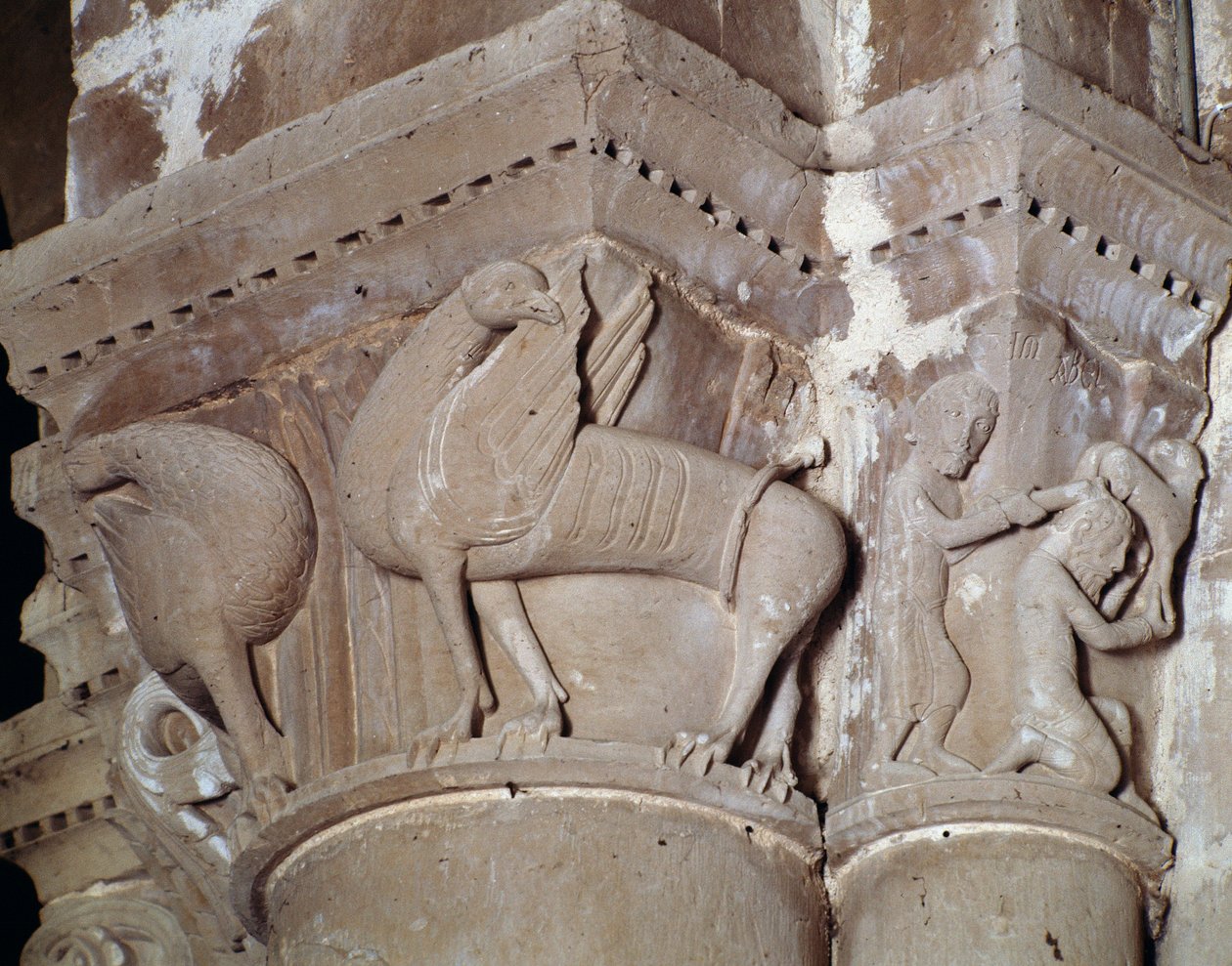 Kain tötet Abel (geschnitztes Kapitel des Querschiffs) von Romanesque