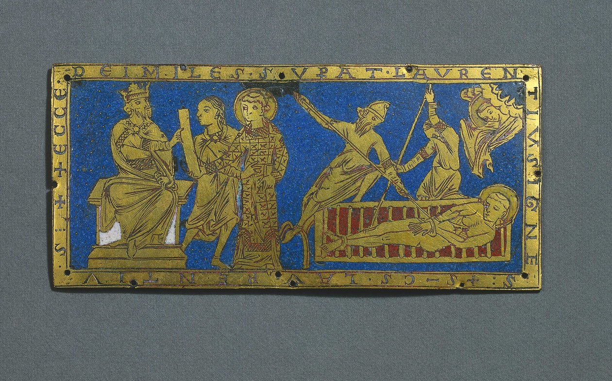 Verdammung und Martyrium des Heiligen Laurentius, ca. 1180 von Romanesque