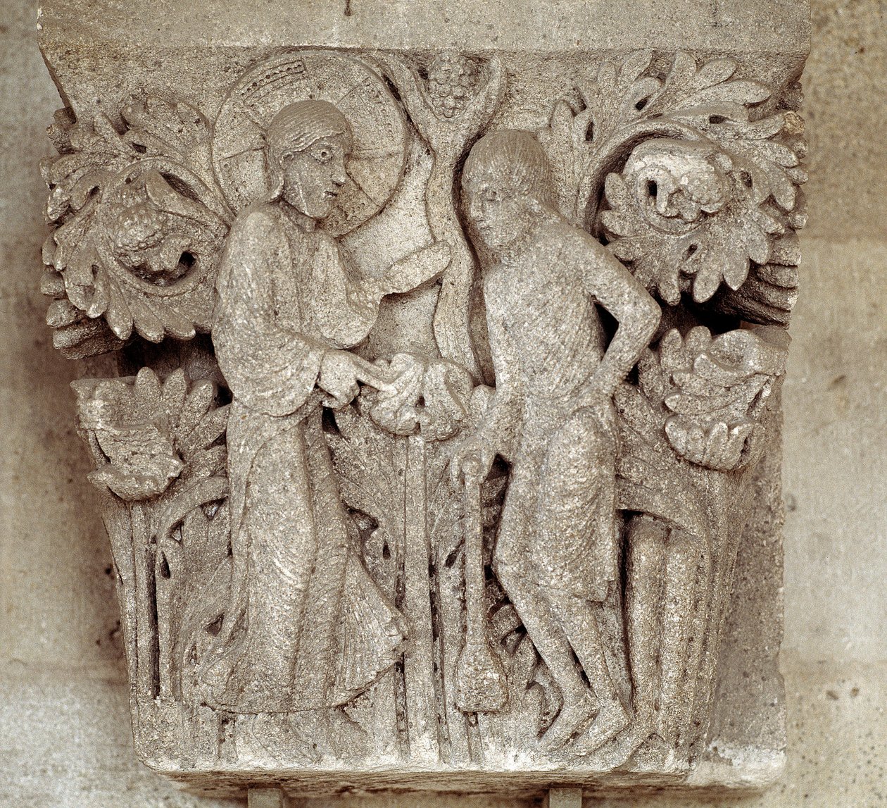 Gott und Kain (geschnitztes Kapitell) von Romanesque