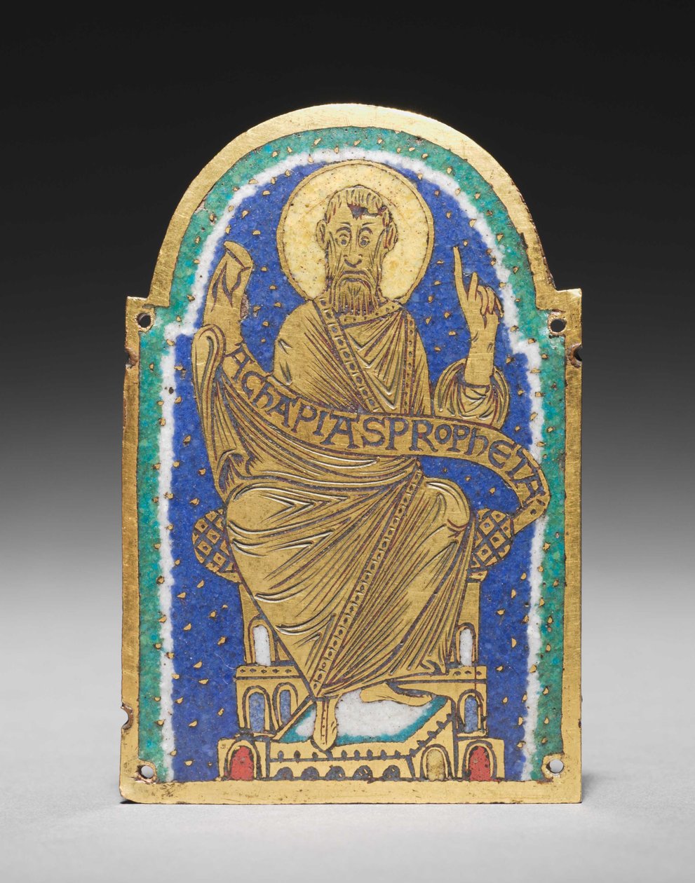Plakette: Sitzender Prophet von einem Reliquienschrein: Achapias von Romanesque