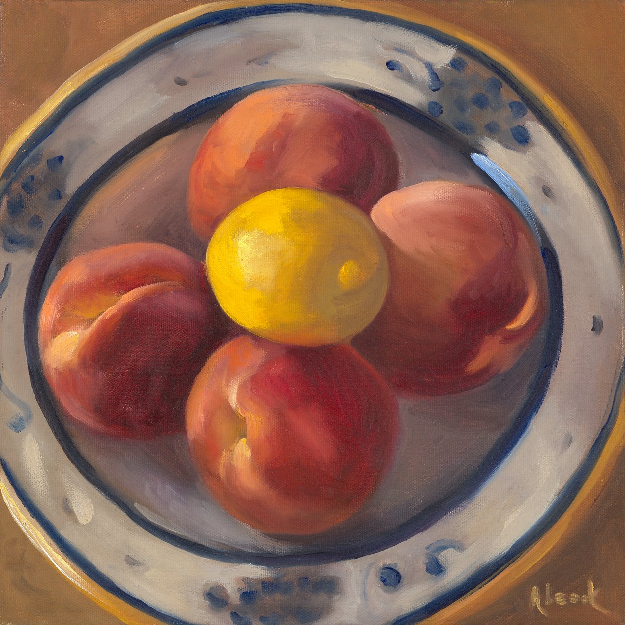 Pfirsiche und Zitrone, 2016 von Rosemarie Adcock