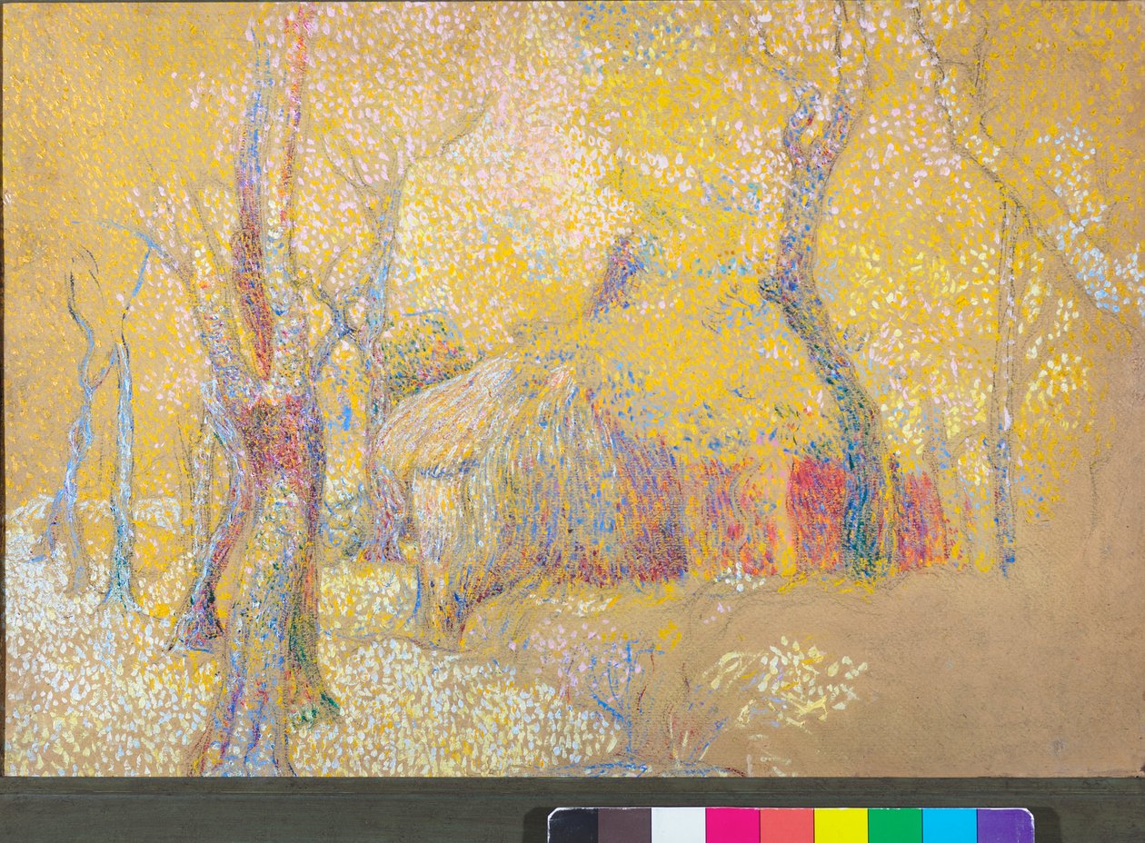 Scheune in den Bäumen, um 1900-06 von Rubaldo Merello