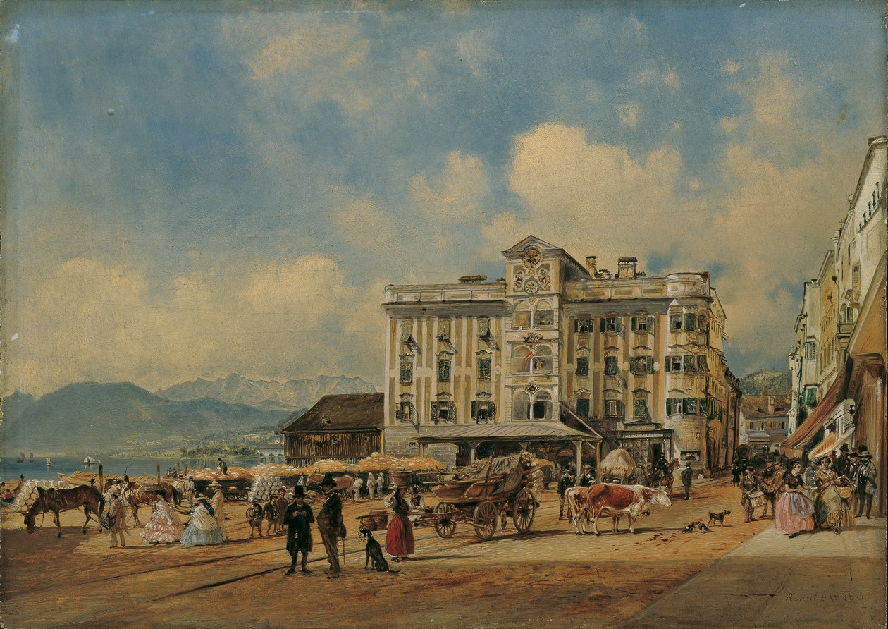 Das Rathaus in Gmunden von Rudolf von Alt