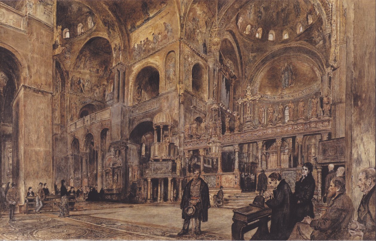 Innenansicht der Markuskirche in Venedig von Rudolf von Alt