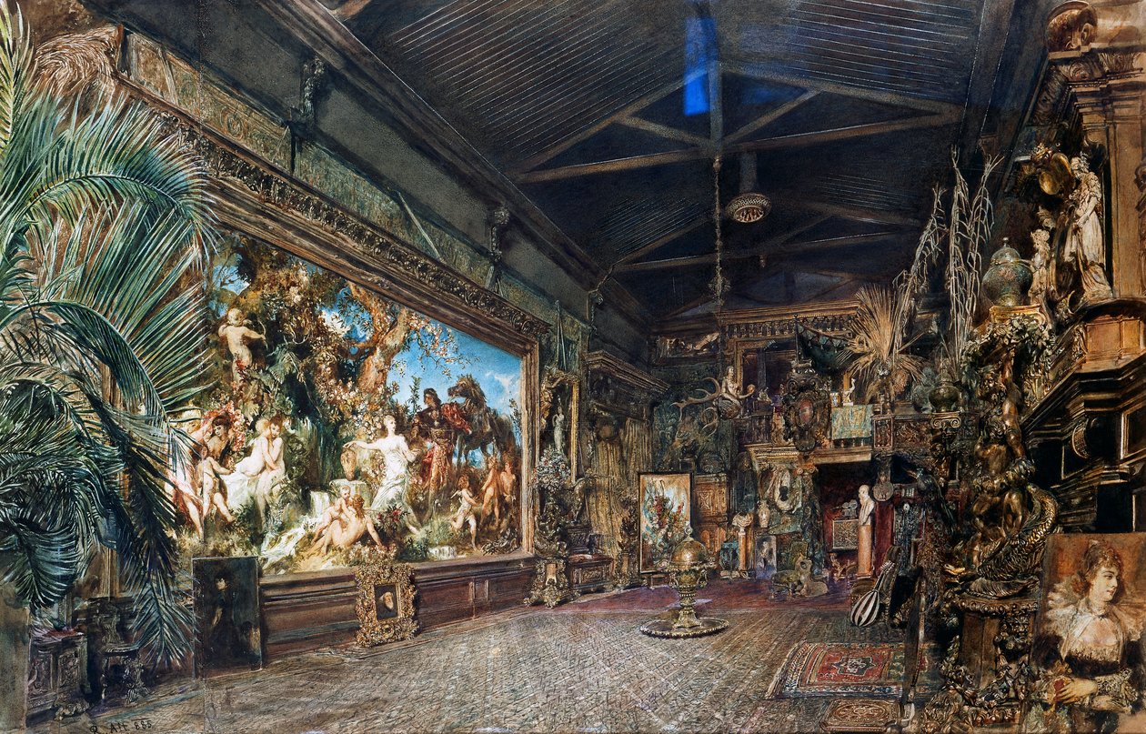 Hans Makarts Atelier vor der Auktion von Rudolf von Alt