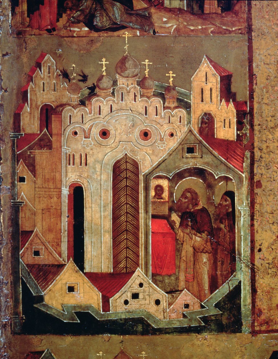 Die Vision des St. Sergius von Radonesh, 1640er (Detail) von Russian School