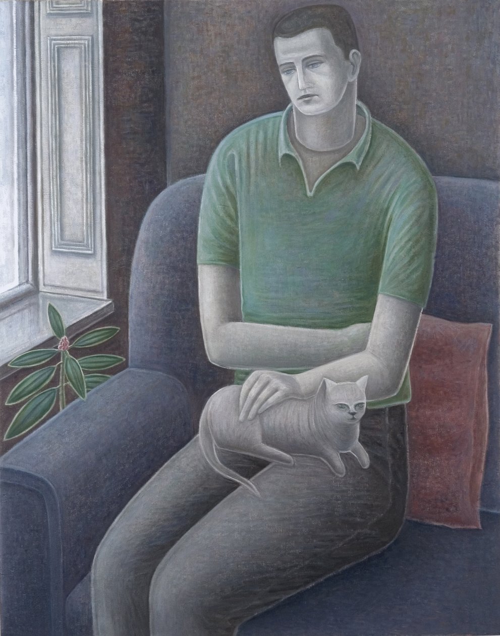 Junger Mann mit Katze, 2008 von Ruth Addinall