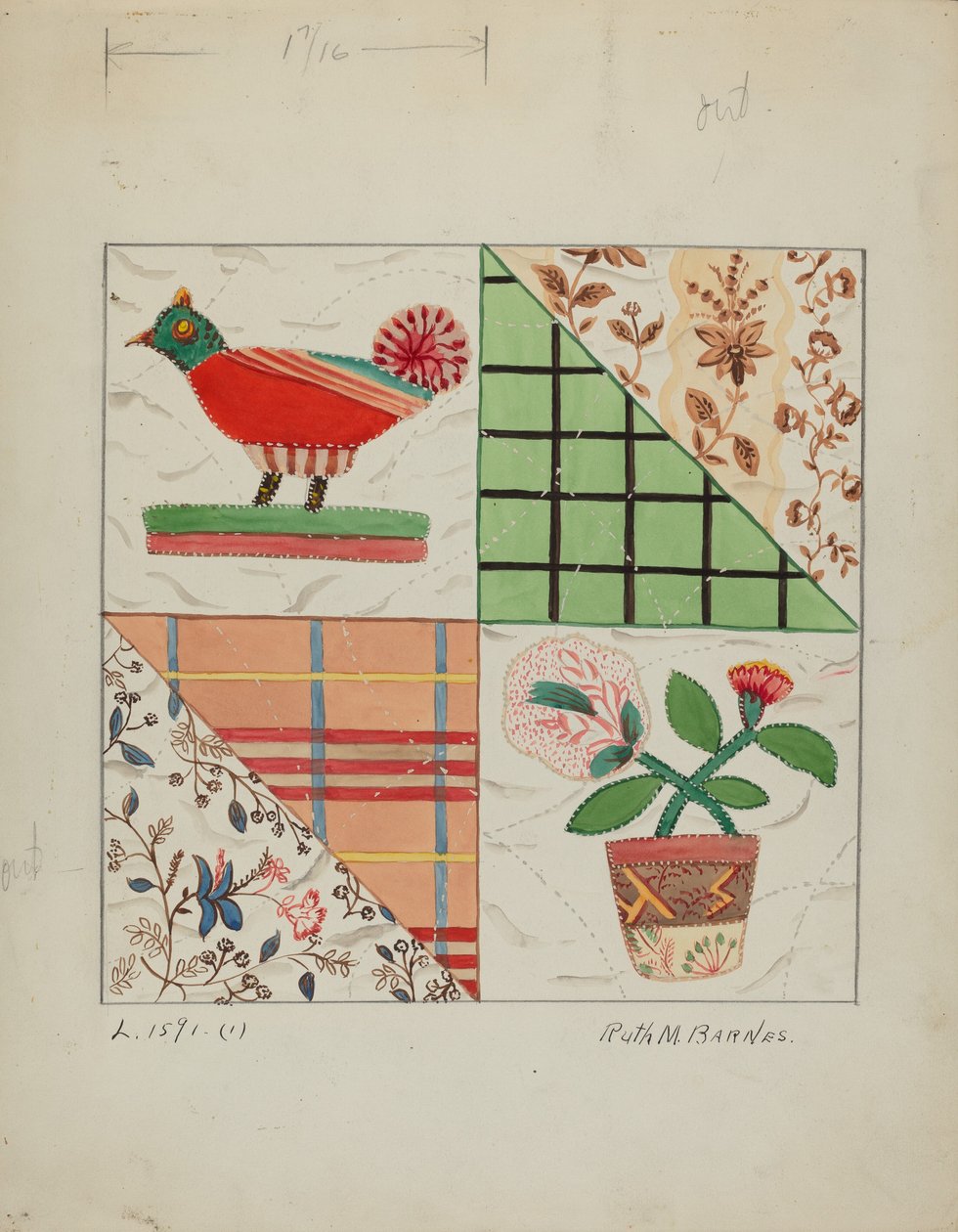 Applikations-Quilt, ca. 1936 von Ruth M Barnes