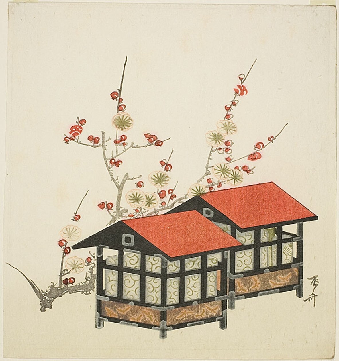 Vogelhäuser und Pflaumenzweig von Ryuryukyo Shinsai