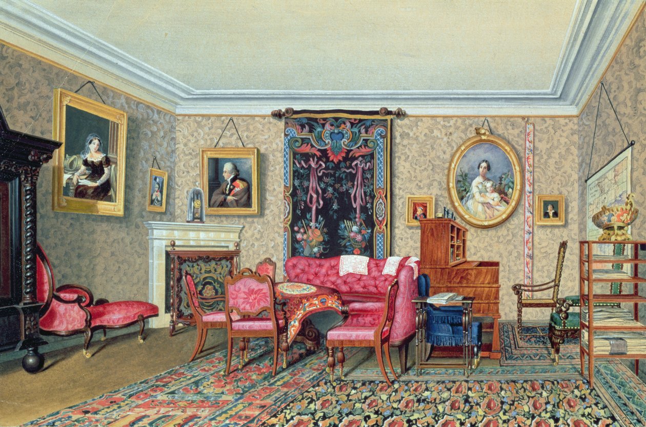 Innenraum in Pavlino, 1840er Jahre von S. Sollogub