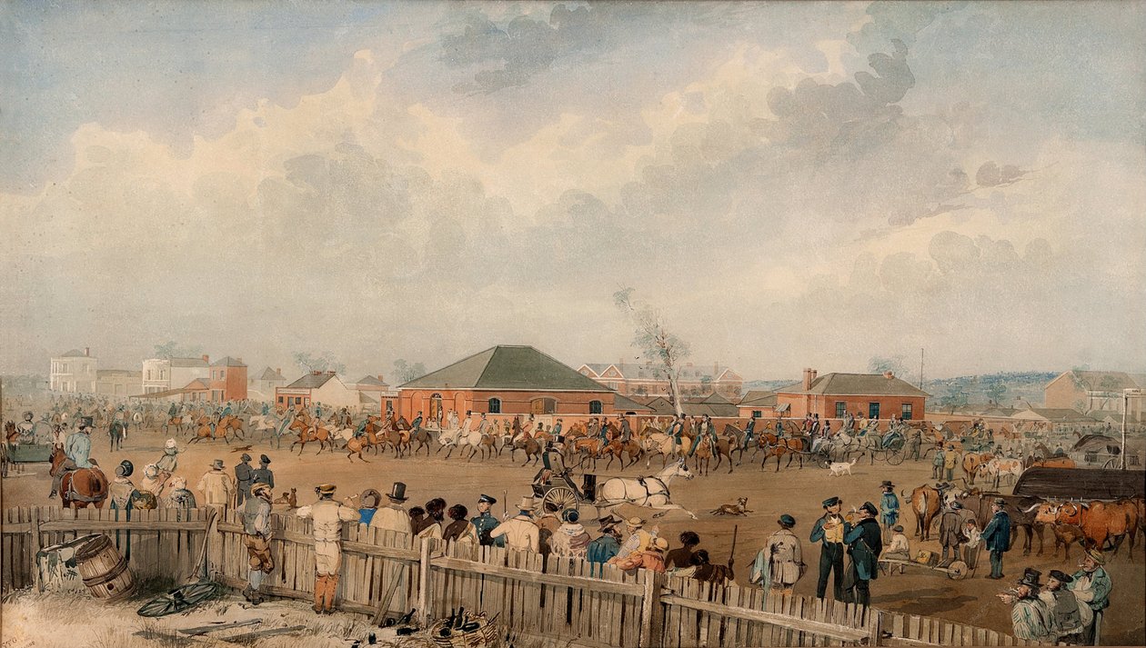 Sturts Überlandexpedition verlässt Adelaide, 10. August 1844 von S. T. Gill