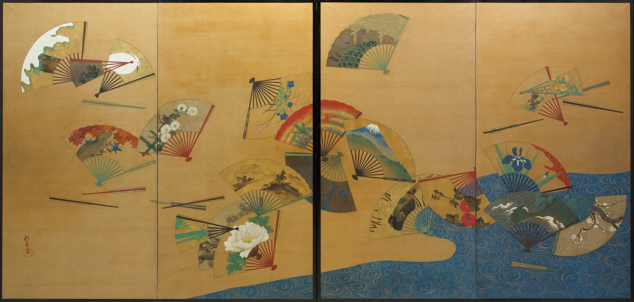 Fächer und Strom von Sakai Hoitsu