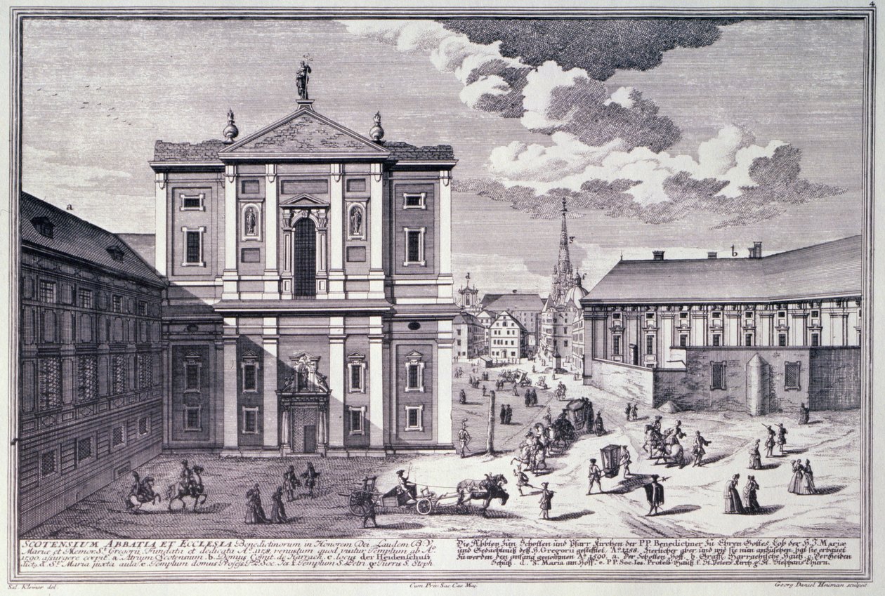 Ansicht der Schottenkirche, graviert von George-Daniel Heumann (1692-1759) von Salomon after Kleiner