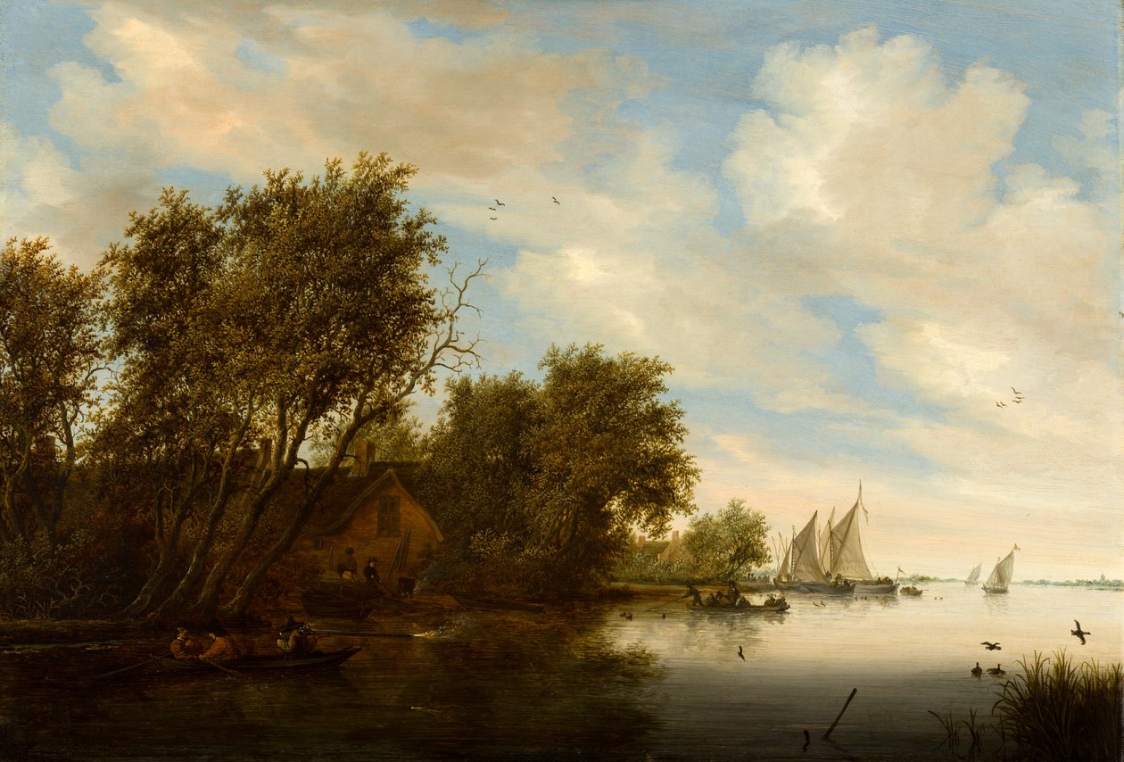 Flussansicht mit Entenjäger von Salomon van Ruisdael or Ruysdael