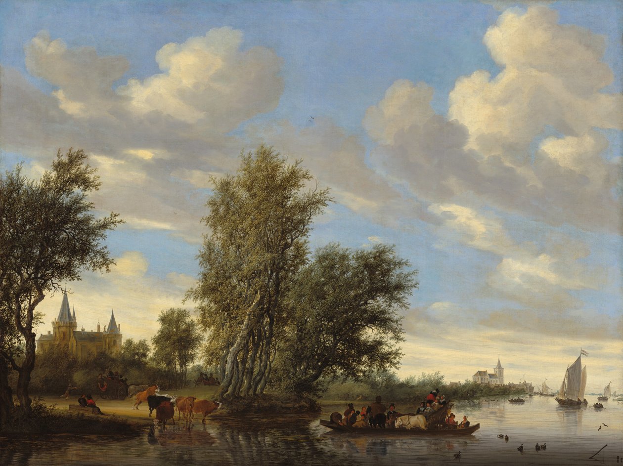 Flusslandschaft mit Fähre von Salomon van Ruysdael