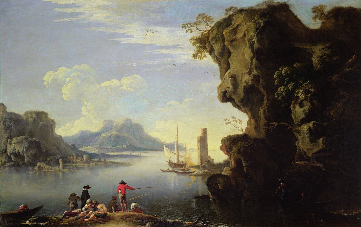 Küstenlandschaft mit Fischern von Salvator Rosa