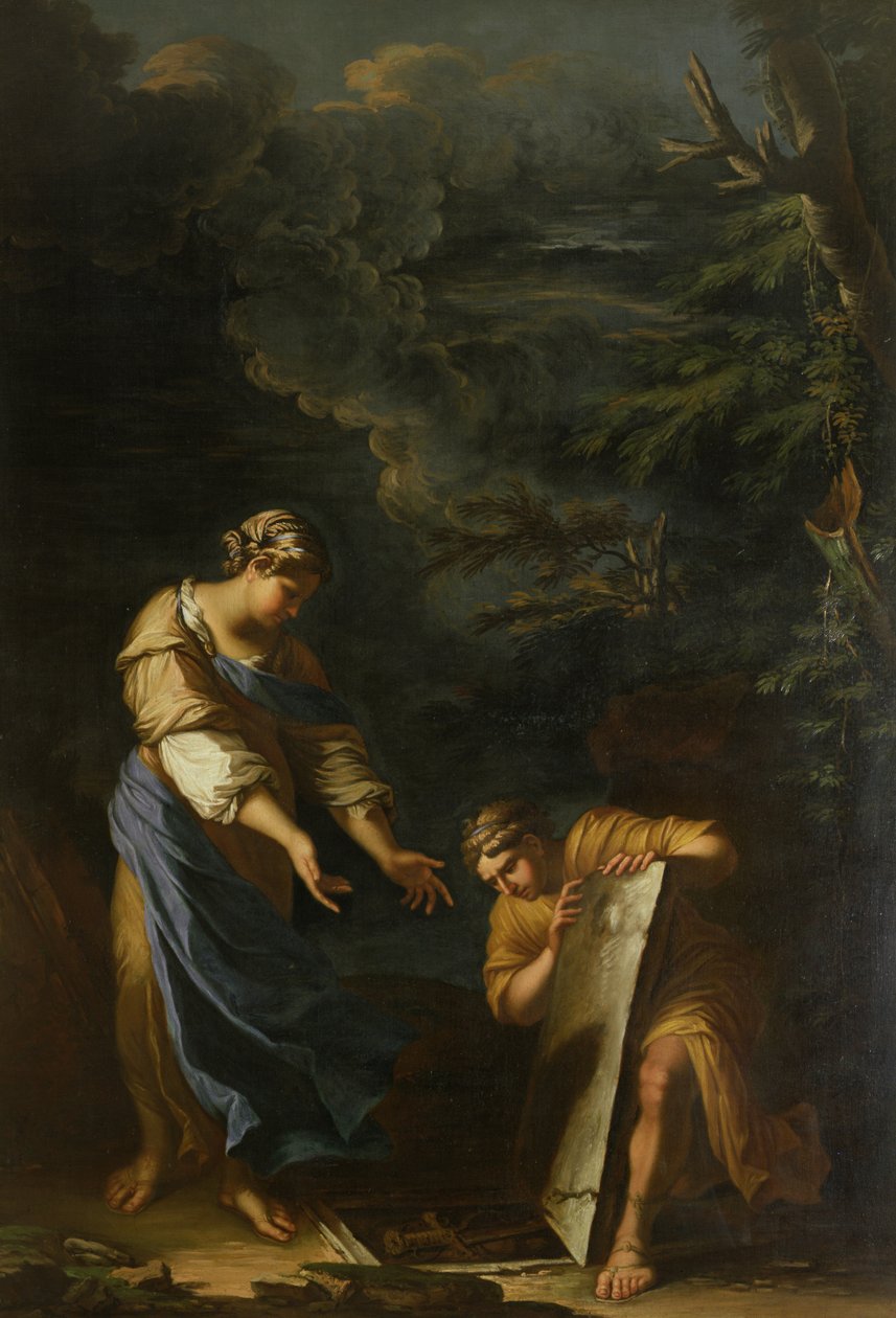 Theseus hebt den Stein von Salvator Rosa