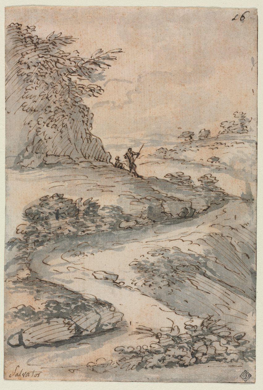 Figuren auf einer kurvigen Straße von Salvator Rosa
