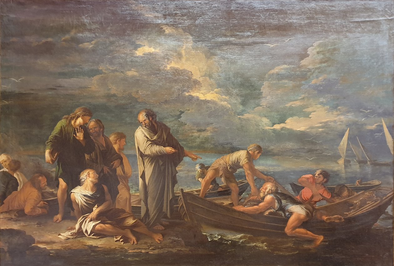 Pythagoras und die Fischer von Salvator Rosa