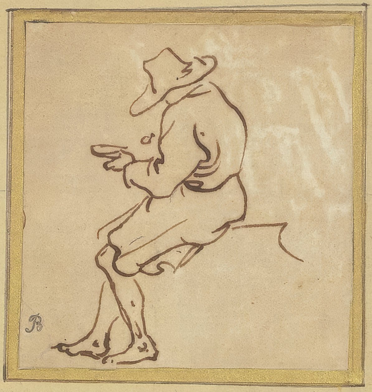 Sitzender Mann im Profil nach links von Salvator Rosa
