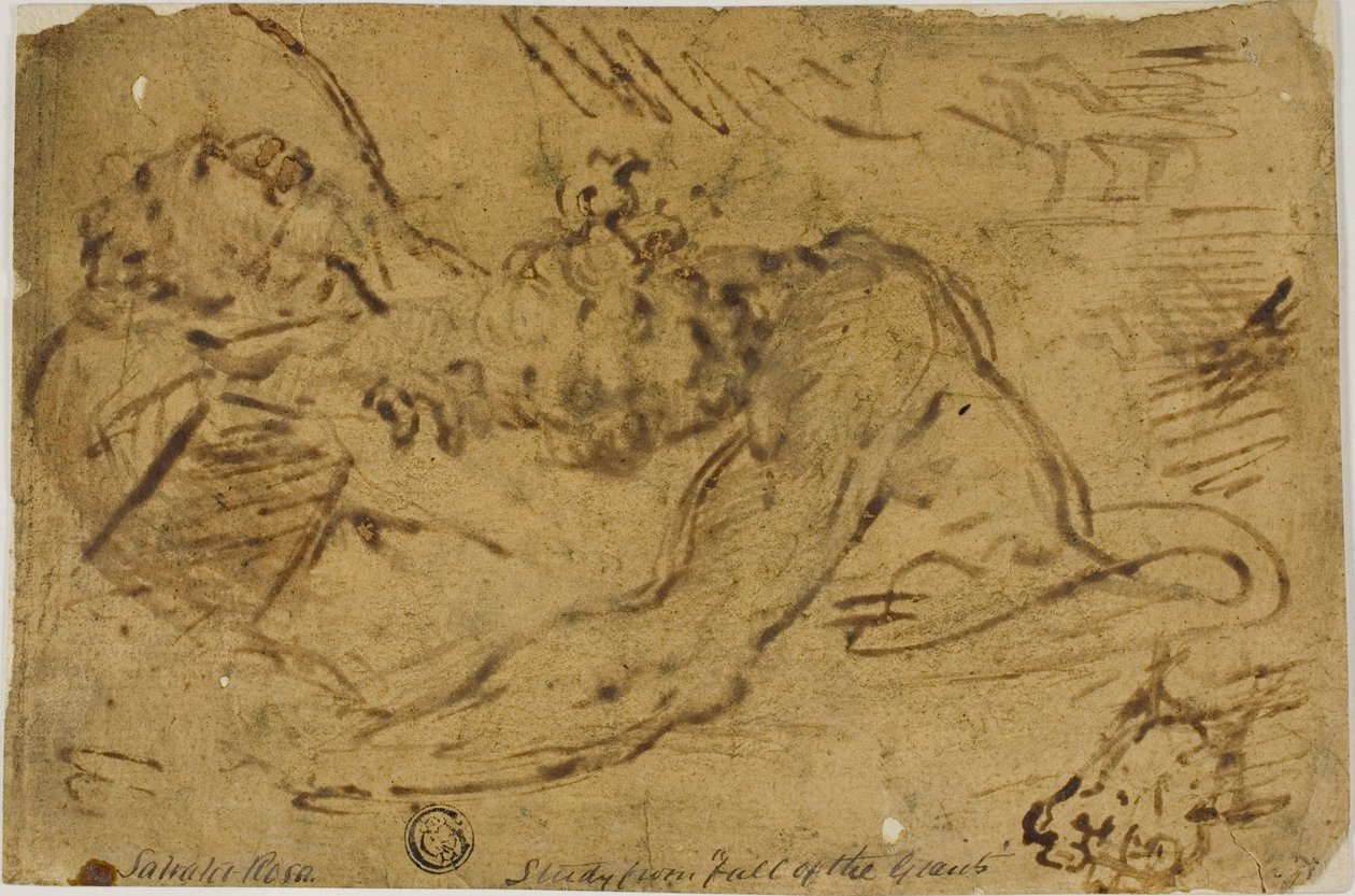 Zwei ringende Figuren von Salvator Rosa