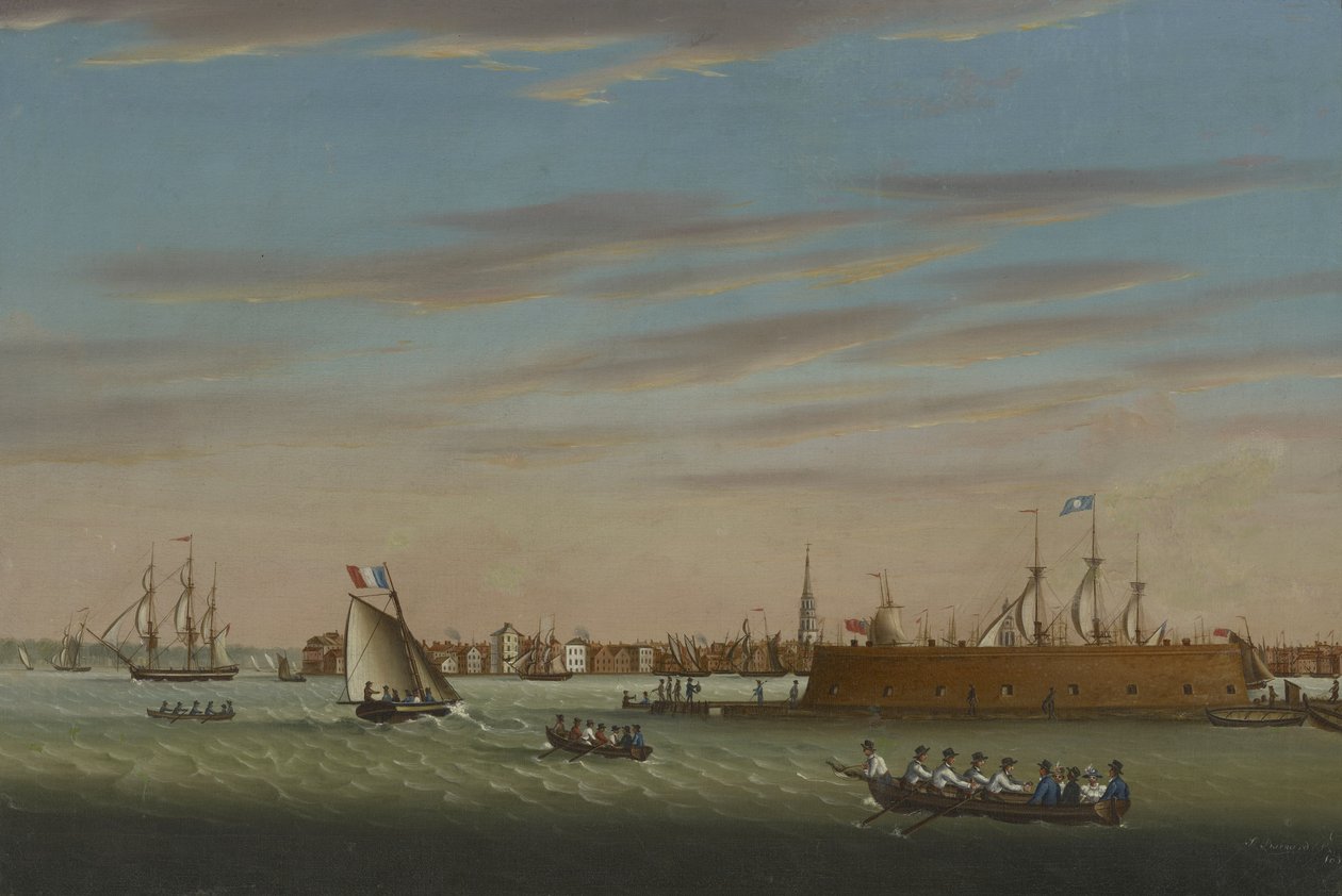 Blick auf Charleston vom Hafen, 1831 von Samuel Barnard