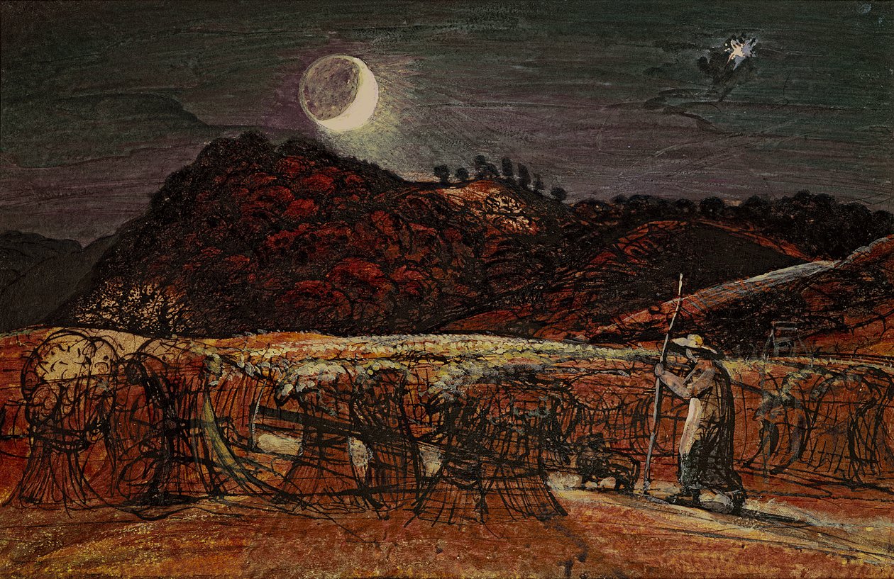 Kornfeld im Mondlicht, mit dem Abendstern, ca. 1830 von Samuel Palmer