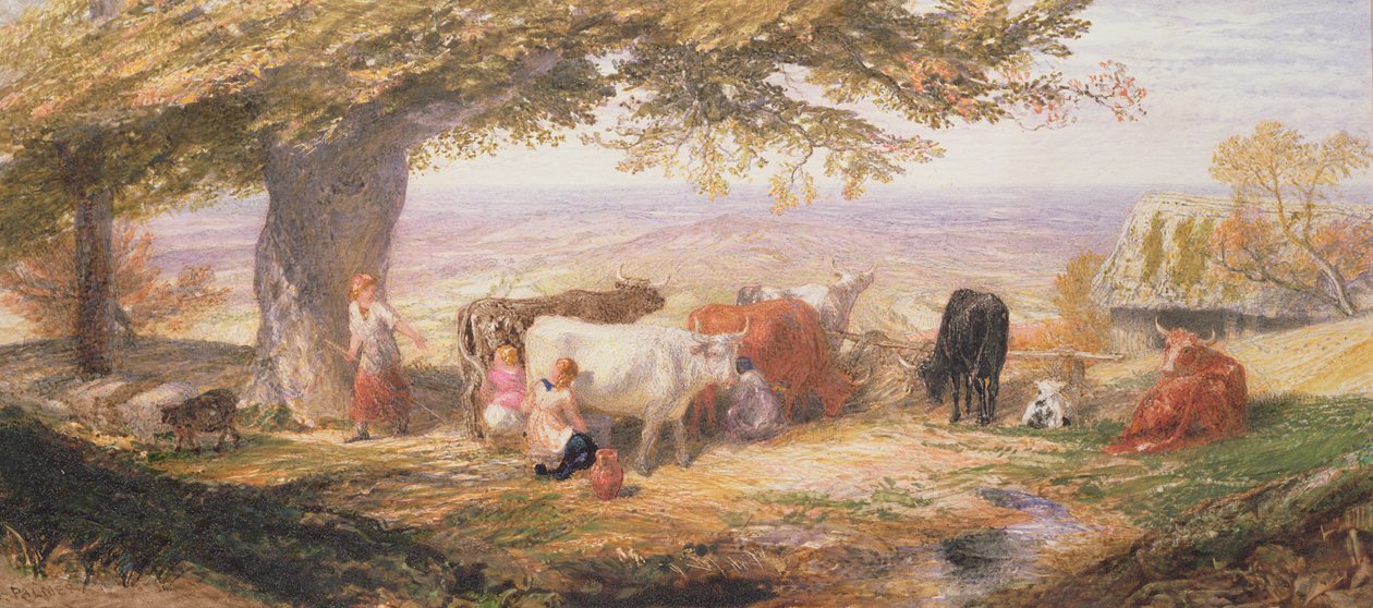 Melken auf den Feldern von Samuel Palmer